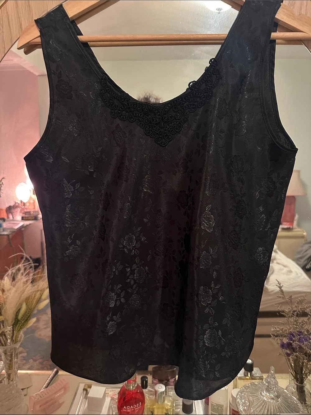 Vintage gothic Black Floral Sleeveless Women's Top
